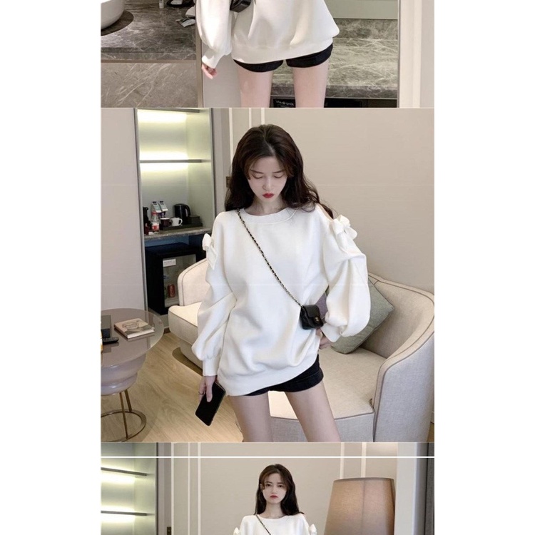 Áo Hoodie Cổ Tròn Dáng Rộng In Hình Bướm Thời Trang Xuân Thu Cho Nữ