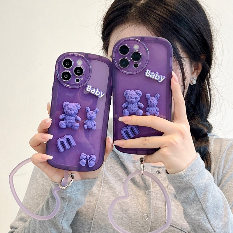 Ốp Điện Thoại Hình Gấu Thỏ 3D Cho A3s A5 A12E A8 A31 A9 2020 A15 A16 A52 A55 A56 A92 A72 A76 A77 Reno 7Z 8 pro A96
