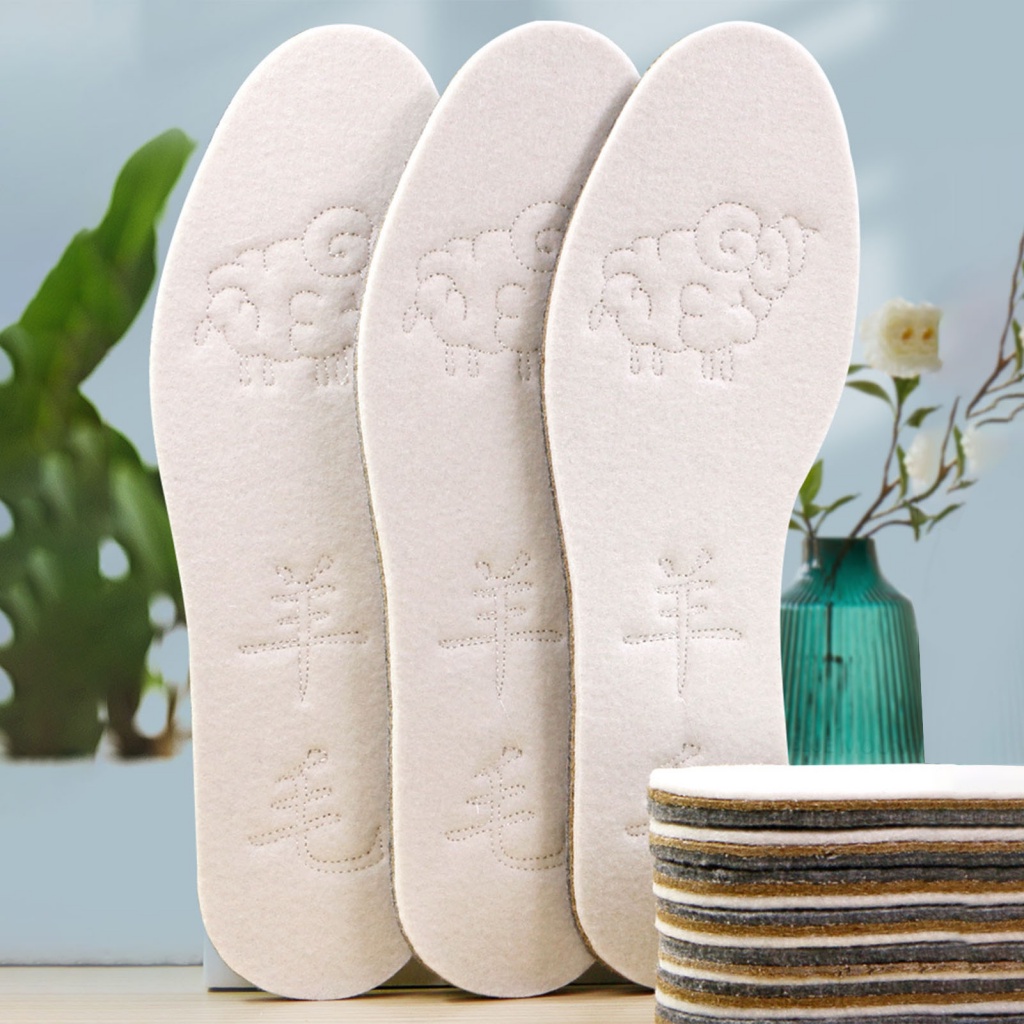 Fairystore| 1 Cặp Đế Lót Giày Bằng Vải Nỉ Dày Ấm Áp Thấm Hút Mồ Hôi Có Thể