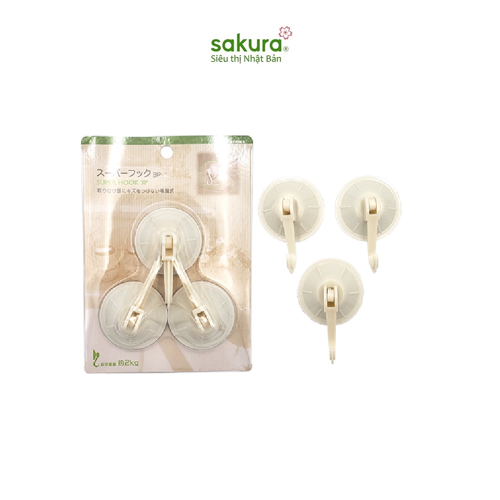Set 3 móc treo hút chân không treo đồ dùng - Hàng nhập khẩu Nhật Bản