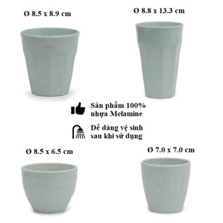 Ly uống nước,trà nhựa Melamine vân đá ngọc nhiều Size