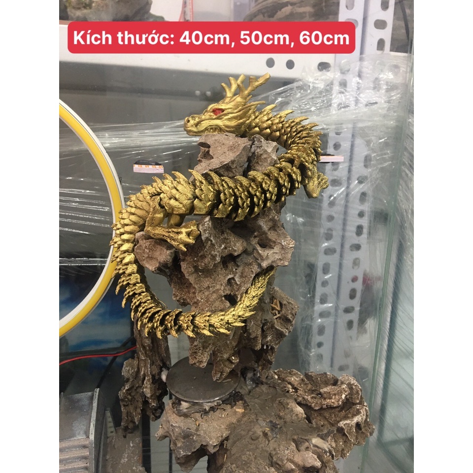 MÔ HÌNH RỒNG NHŨ VÀNG IN 3D TRANG TRÍ BỂ CÁ, BÁN CẠN