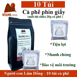 10 túi Cà phê phin giấy, mỗi túi chứa 20gr cà phê tiện lợi, nhanh chóng