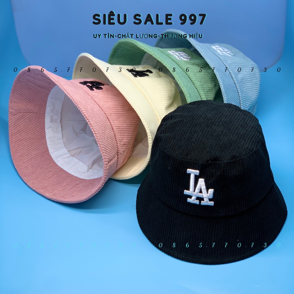 MŨ VÀNH CỤP CHẤT NỈ GÂN THÊU L.A, PHÍA SAU THÊU LOGO VUÔNG M.L.B NHIỀU MÀU CAO CẤP