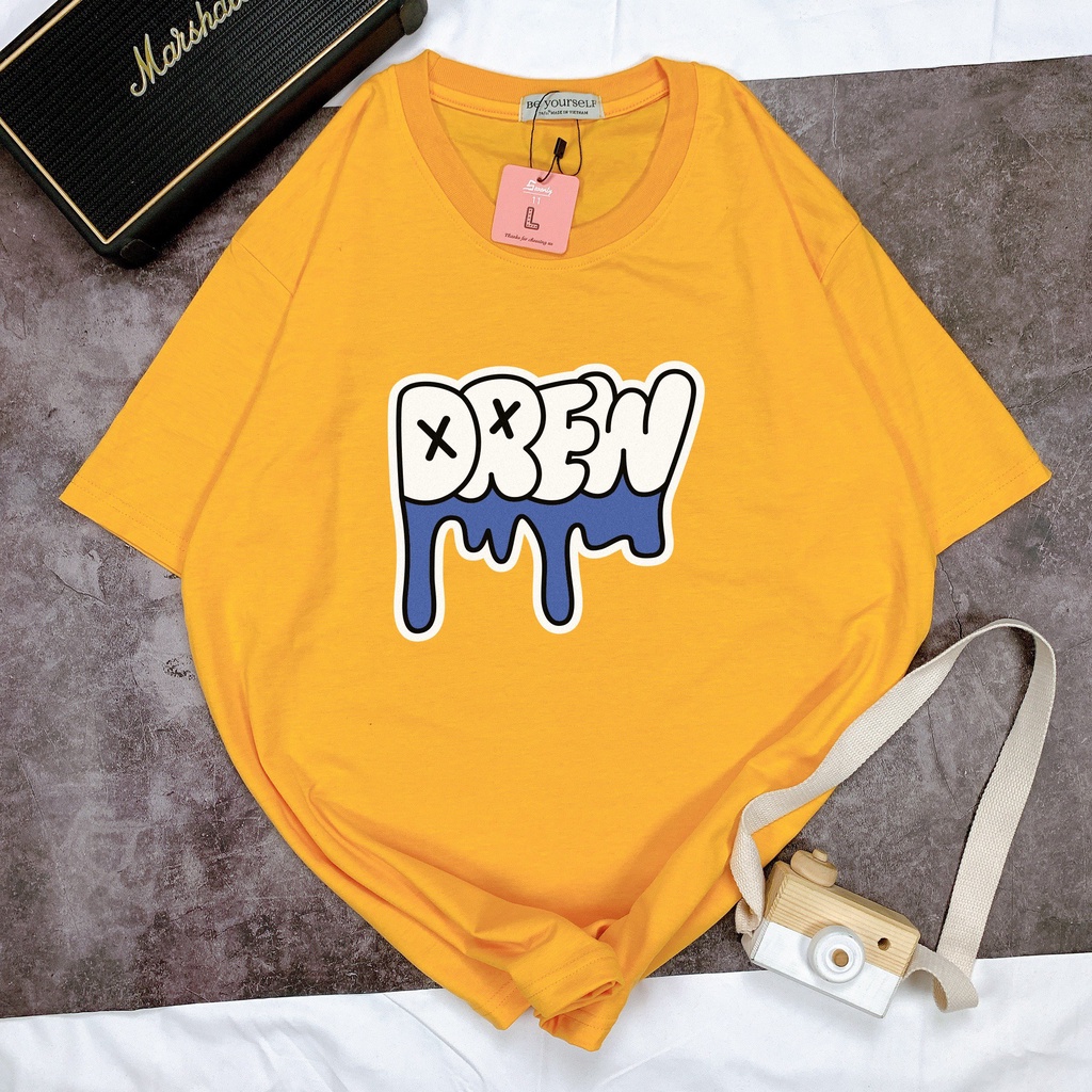 Áo Phông Xanh Dương Áo Thun Unisex Nam Nữ Hot Cotton Mát Chữ Drew Chảy - shop.lucas