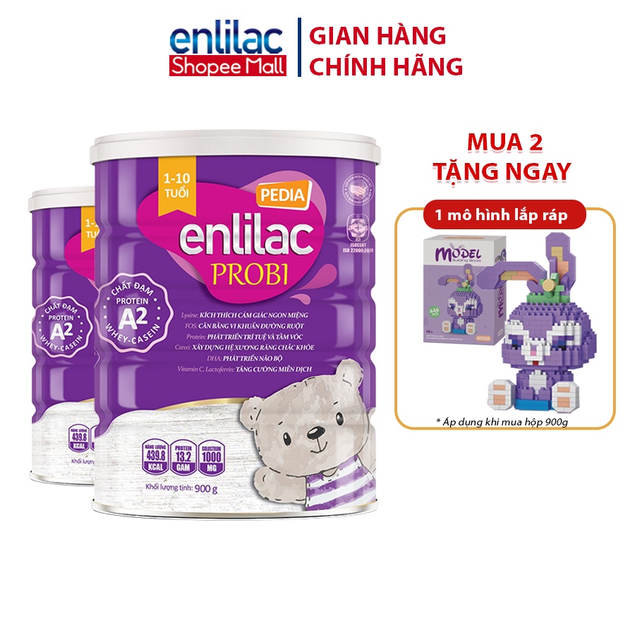 Sữa Bột Cho Bé Thấp Còi, Chậm Lớn Enlilac Probi Protein A2 Pedia Giúp Ăn Ngon Tiêu Hoá Tốt Hộp 900g