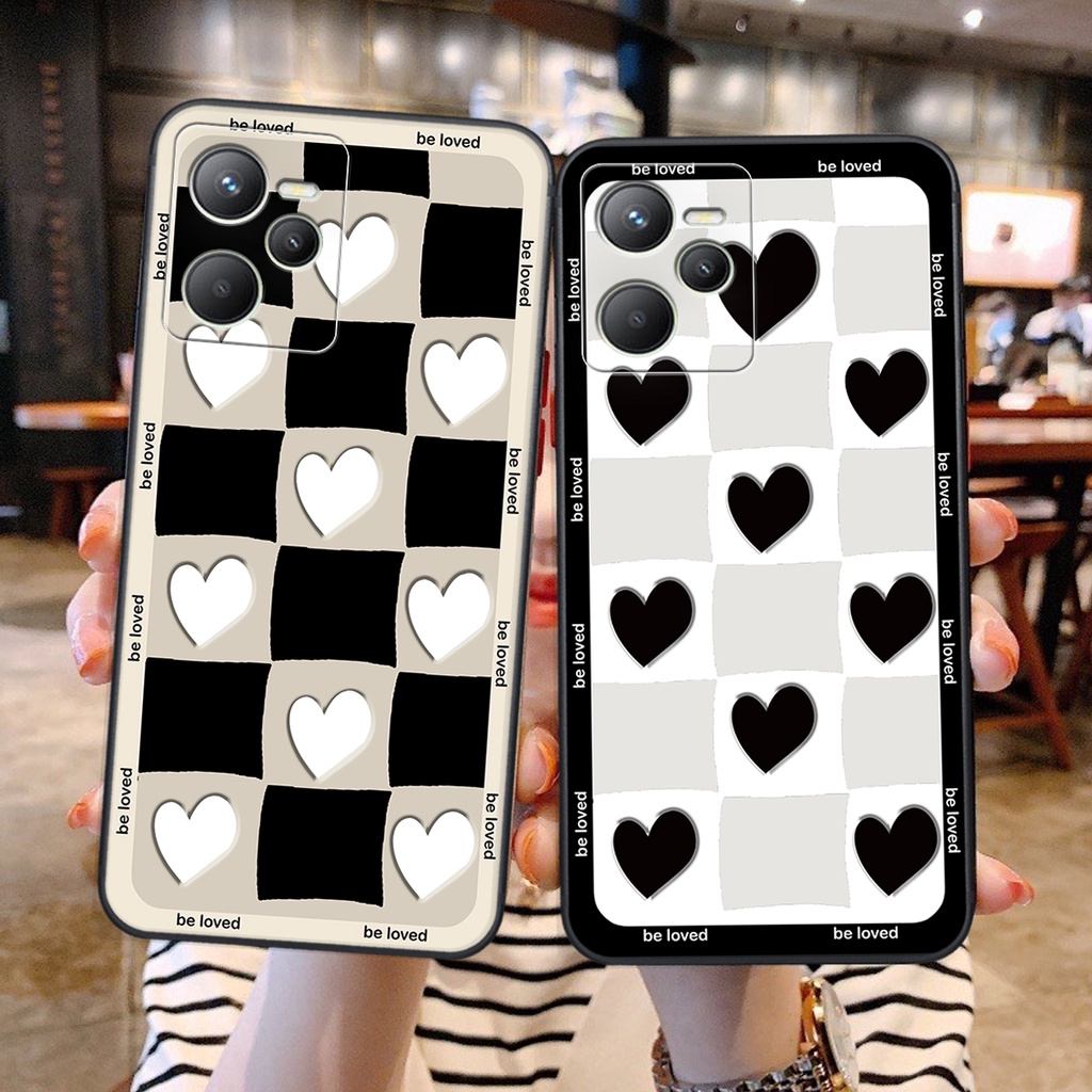 Ốp lưng Realme C35 in hình tim, kẻ vuông mẫu mới CỰC XINH