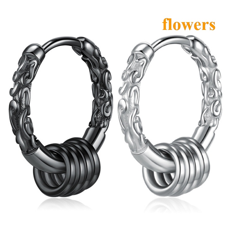 1c Bông Tai Tròn Mạ Bạc 925 Phong Cách Hip Hop Punk Cá Tính Dành Cho Nam