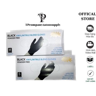 Bao Tay Cao Su Y Tế Đen Không Bột hộp 100 chiếc ( 50 đôi). Găng Tay Đen Siêu Dai Sử Dụng Trong Tóc Spa Phun Xăm Thẩm Mỹ