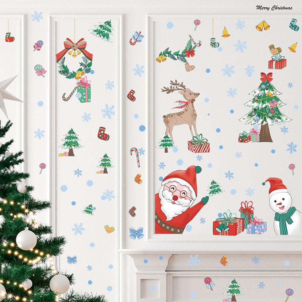 LAKAMIER Set 6 Miếng Dán Trang Trí Giáng Sinh Xinh Xắn Tiện Dụng