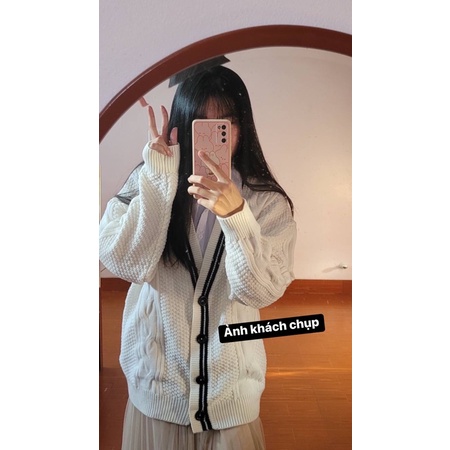 Áo Khoác Cadigan Len Dáng Rộng Hàng Quảng Châu, Áo Khoác Len Nữ