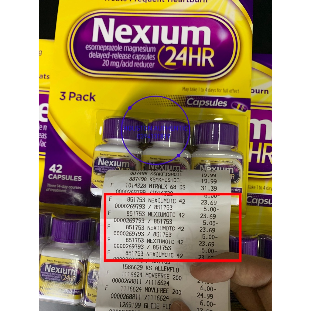 Viên uống hỗ trợ dạ dày, ợ nóng Nexium 24hr  _ Live mua hàng tại Mỹ
