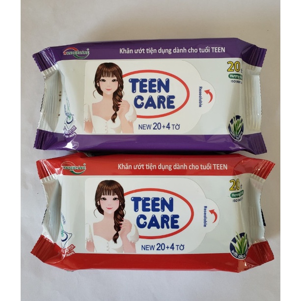 Khăn giấy ướt Teen Care gói 20 tờ (mẫu mới)