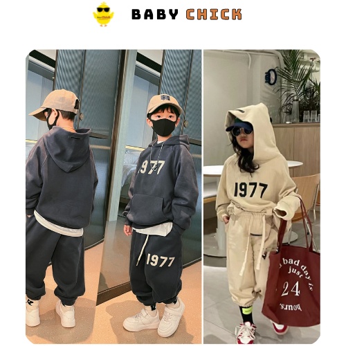 Bộ thể thao dài tay chất NỈ phong cách Hàn Quốc cho bé trai bé gái
