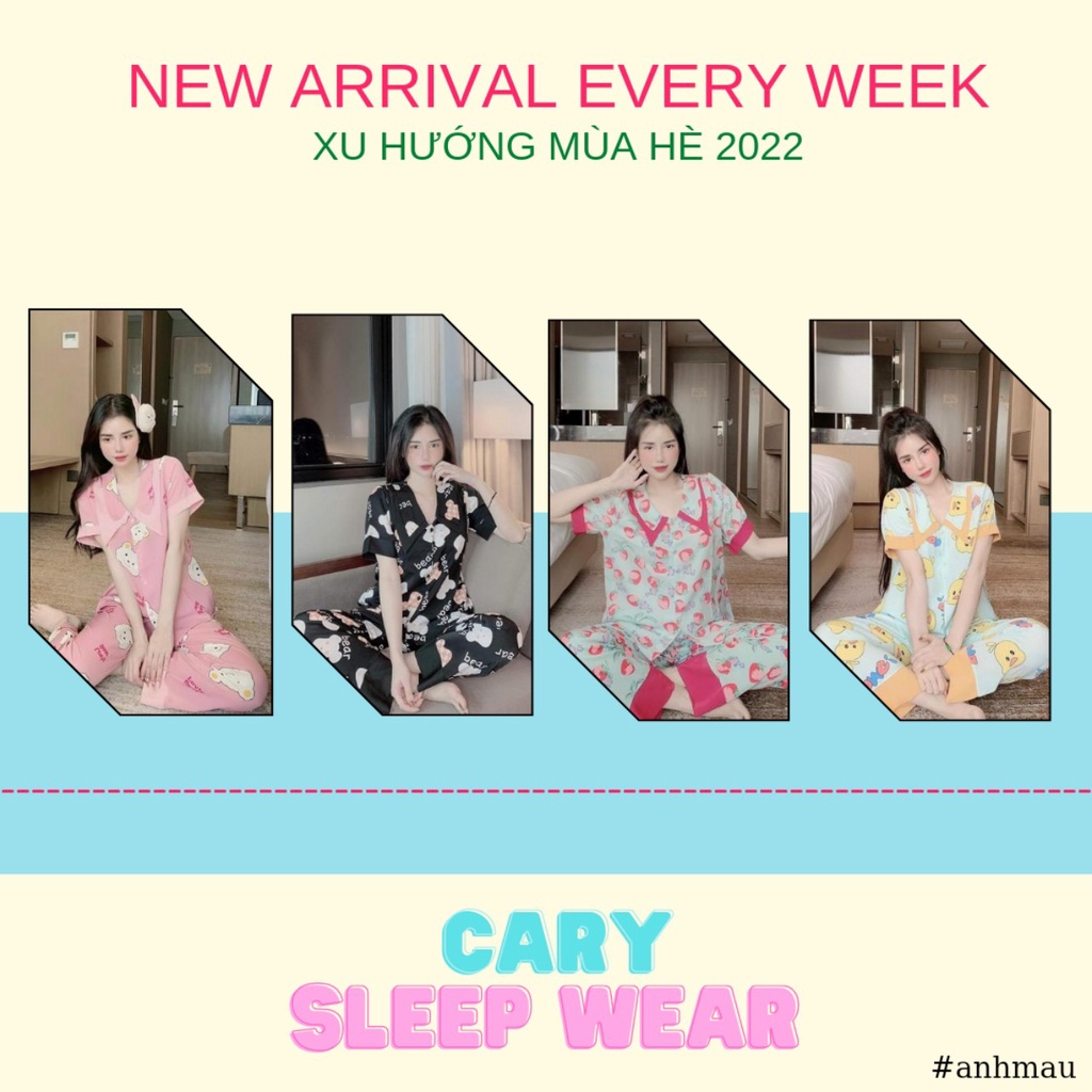 Đồ bộ nữ pijama lụa mango cao cấp tay ngắn quần dài mặc nhà CARY
