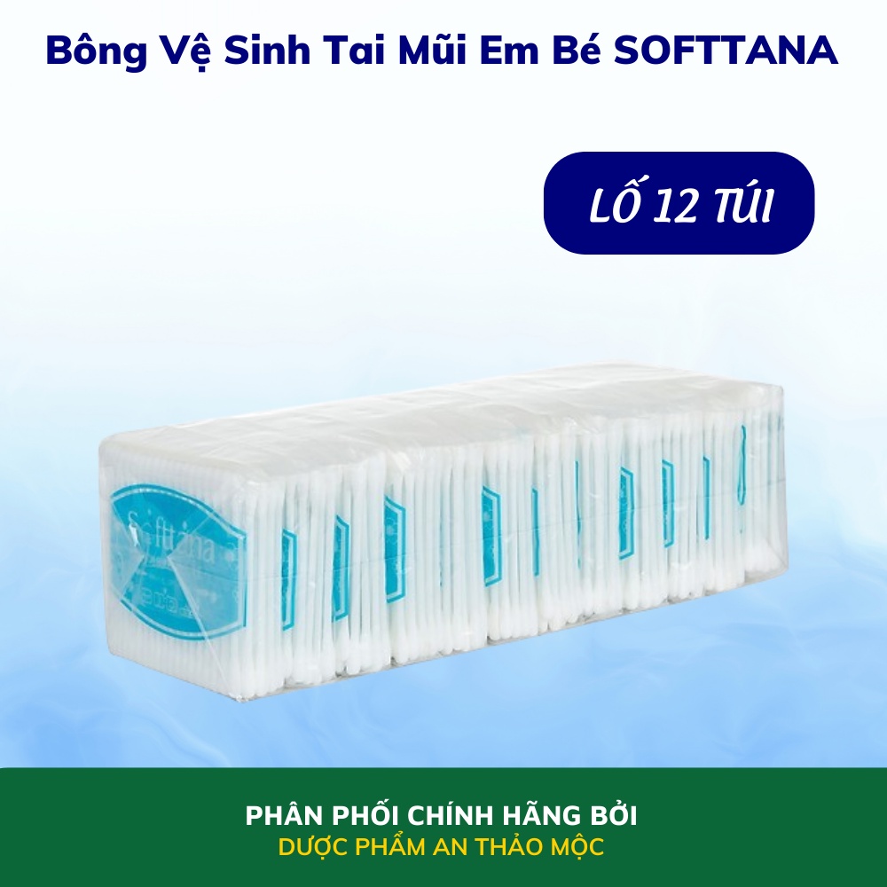 Bông vệ sinh tai mũi em bé SOFTTANA mềm mịn đàn hồi cao làm sạch chất ẩm vụn bẩn dễ dàng hiệu quả