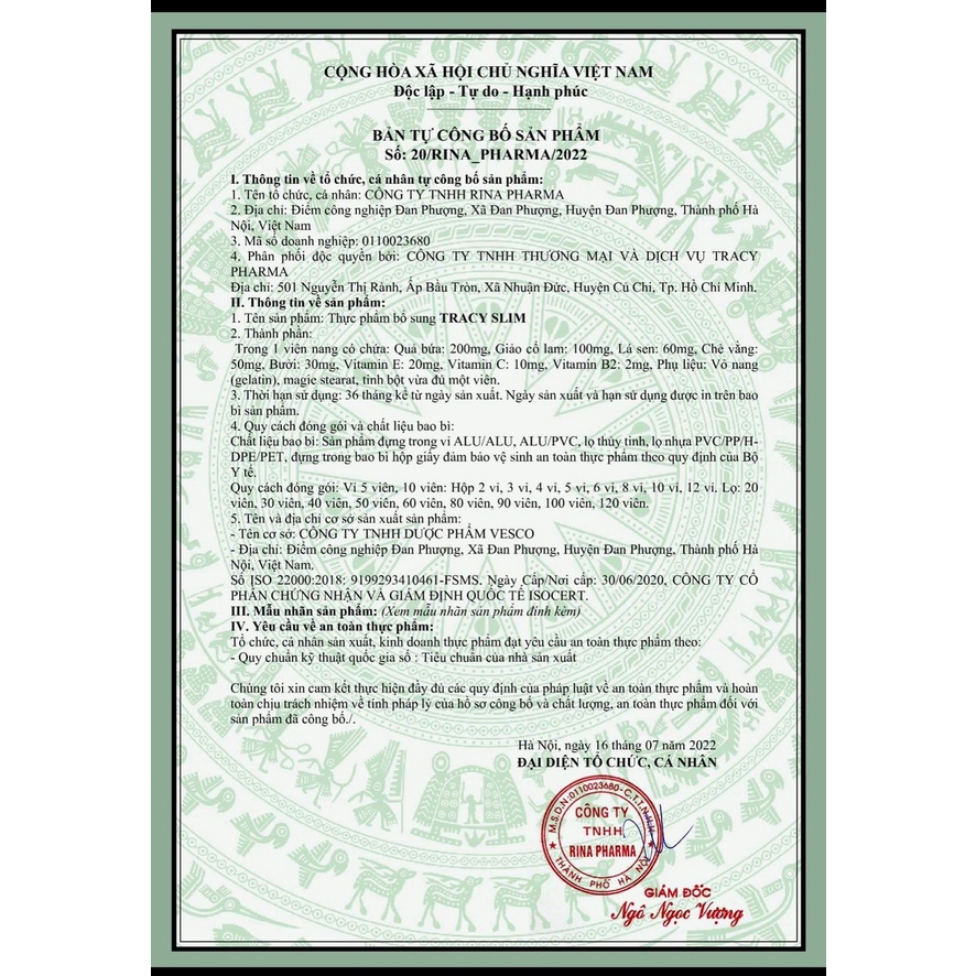 Siêu Giảm Mạnh X7 PLUS Tracy Slim , 30 Viên Tặng 30 Viên Detox Rau Củ