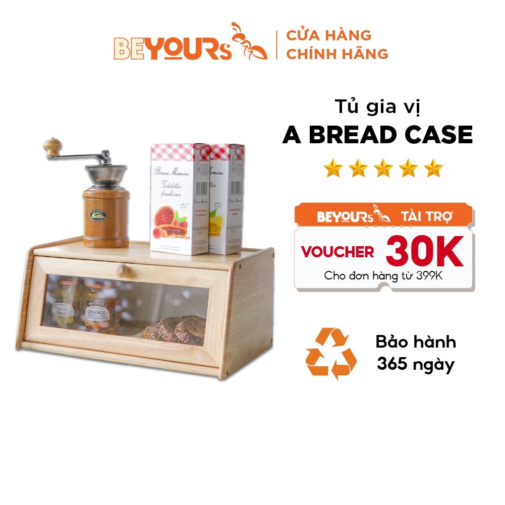 Tủ đựng gia vị BEYOURs A Bread Case gỗ cao su tự nhiên, màu gỗ