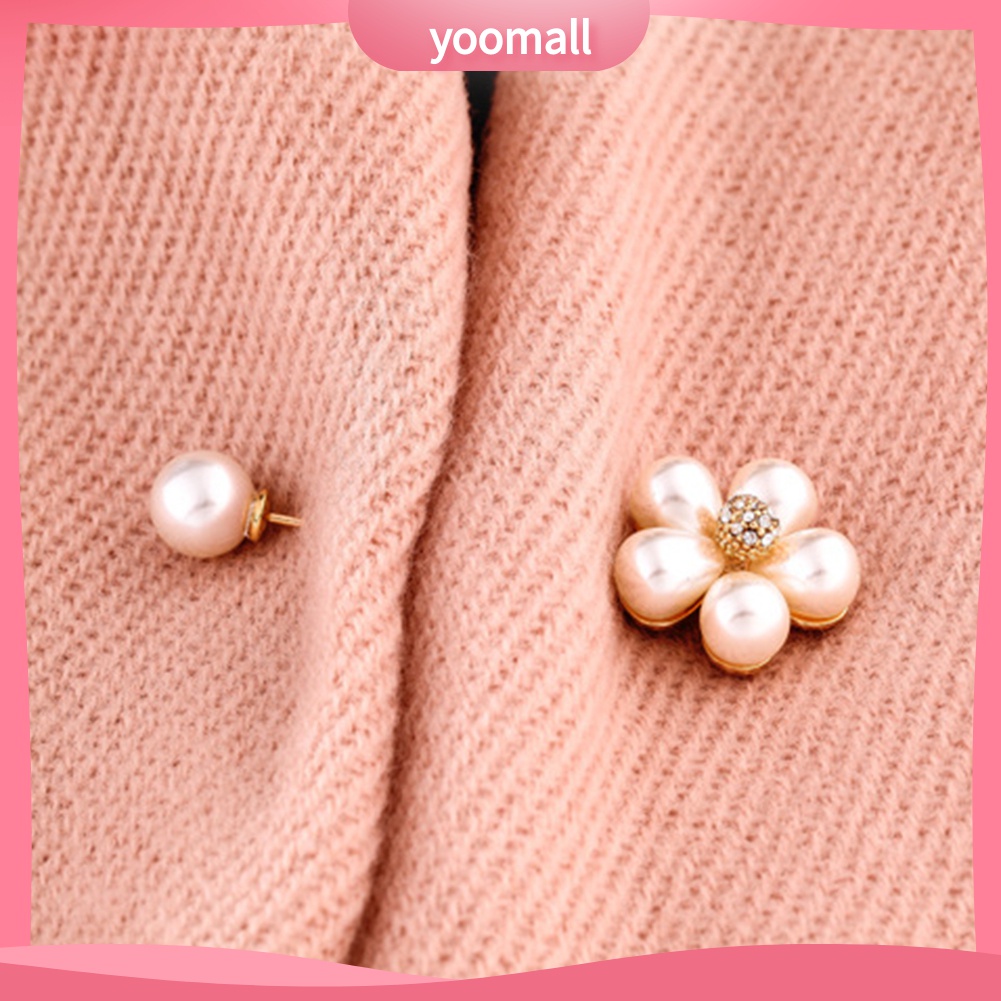 Ghim Cài Áo Hình Bông Hoa Đính Ngọc Trai Giả Thanh Lịch Dành Cho Nữ