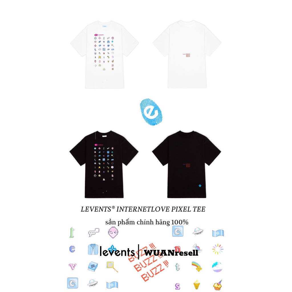 LEVENTS® INTERNETLOVE PIXEL TEE BLACK/WHITE CHÍNH HÃNG