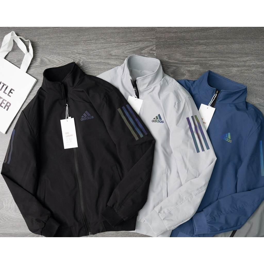 Áo Khoác Gió ADIDAS Nam Tráng Bạc 2 Lớp Chống Nước Cao Cấp, Hàng Loại I, Ảnh và Video thật 100% (TẶNG TẤT)
