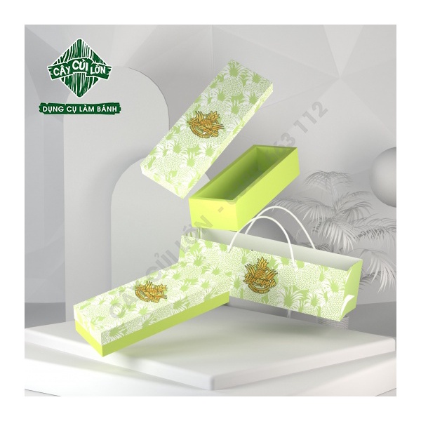 BỘ HỘP BÁNH DỨA XANH