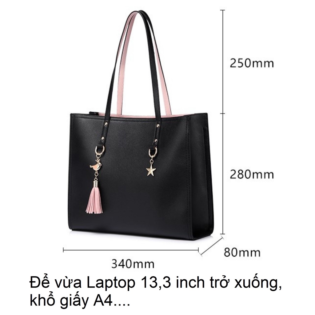 Túi xách nữ to Just Star tote bag big size lớn đi làm đi chơi, công sở thời trang charm chim ViAnh Store 172030