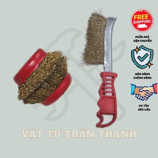 Chổi đánh rỉ sét - Chén cước đánh rỉ sắt dùng cho máy mài cầm tay.Chổi đánh rỉ sắt bàn chải đồng cán đỏ sét cầm tay