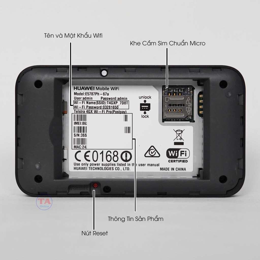 Wifi 4G Cao Cấp HUAWEI E5787, Wifi 2 Băng Tần, Màn Hình Cảm Ứng, Pin 3000mAh