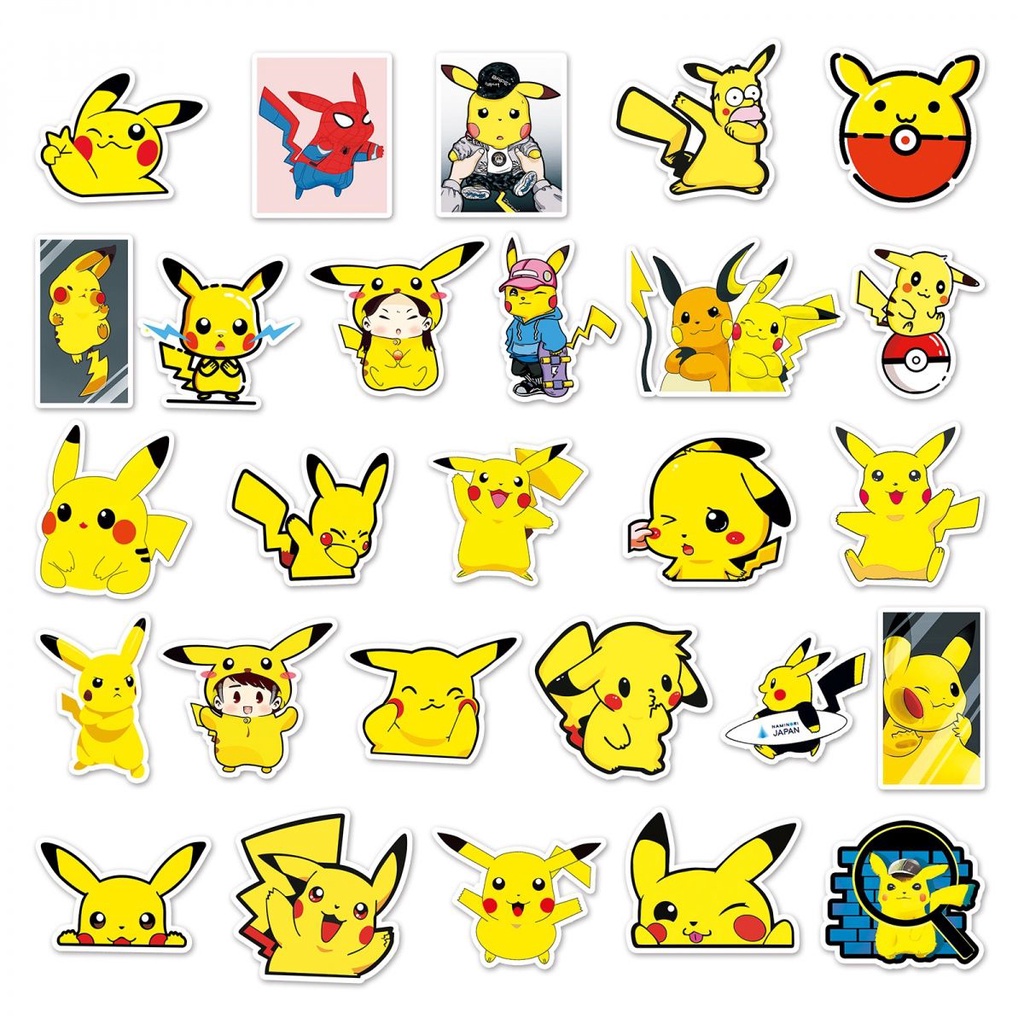 Bộ 54 Miếng Dán Hình Pikachu Graffiti Chống Thấm Nước Tự Dính Có ...