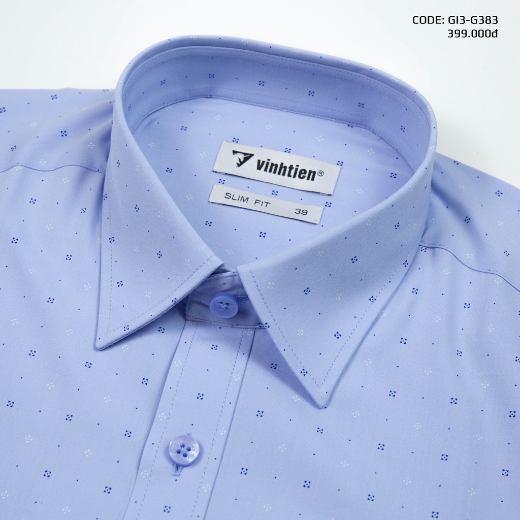 Áo Sơ Mi Dài Tay In Họa Tiết Bamboo Vĩnh Tiến Form Slim Fit Vạt Bầu 399 - G383