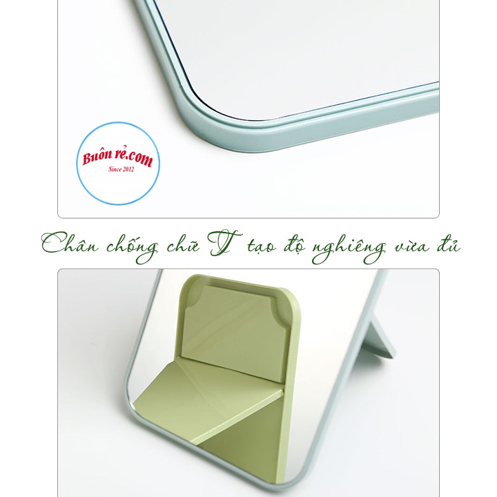 Gương để bàn trang điểm hình chữ nhật- Gương để bàn chân đứng chữ T, nhỏ gọn, tiện dụng, dễ dàng mang theo Br01317