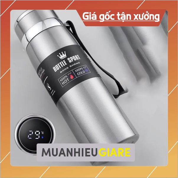 Bình Giữ Nhiệt Inox + Cảm biến nhiệt Bottle Sport 800ML-1000ML INOX Có Dây Xách muanhieugiare8686