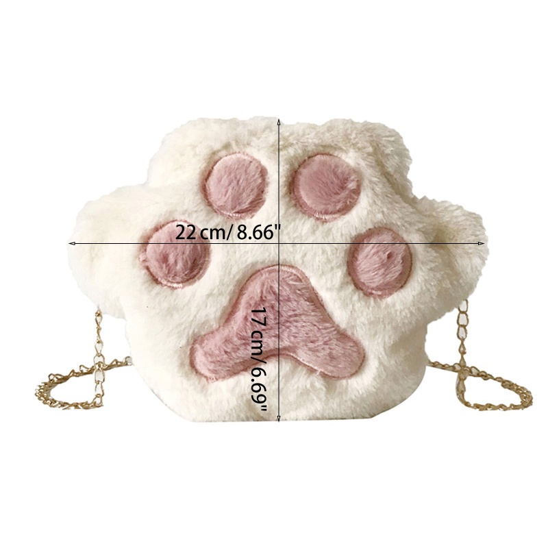 Túi Đeo Vai Đựng Tiền Xu Hình Chân Mèo Bằng Lông Xù Dễ Thương