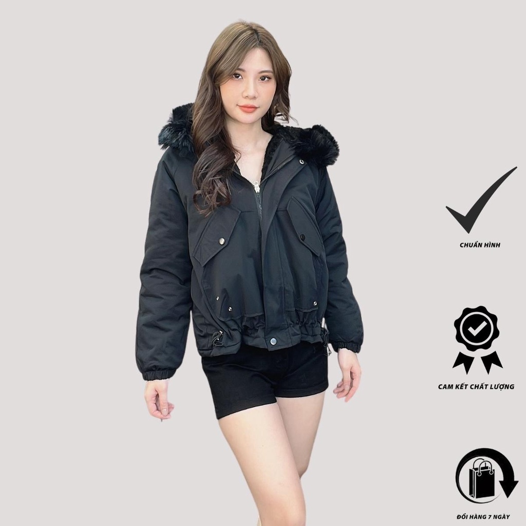 Áo phao (khoác) parka kaki lụa mềm mượt cao cấp