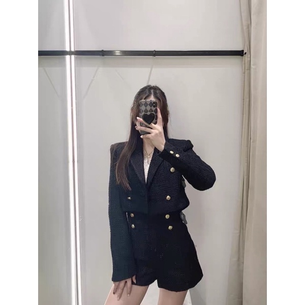 SIÊU PHẨM ÁO DẠ ĐEN CỔ VEST +SOOC CẠP CAO  HÀNG VNXK