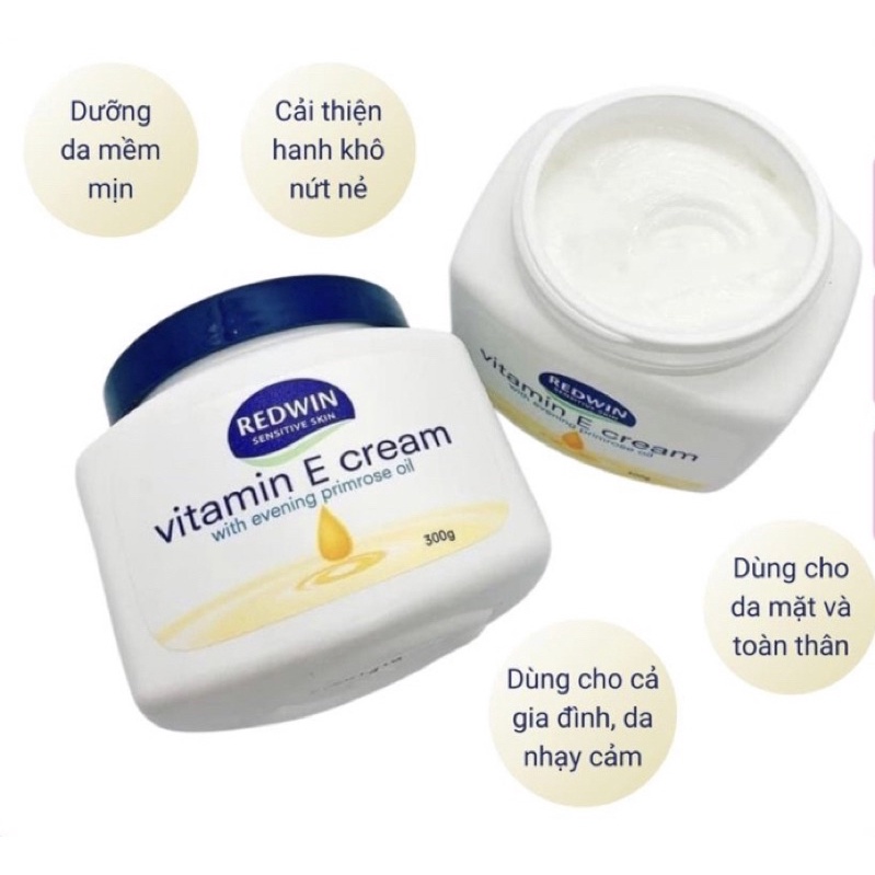 Kem dưỡng da vitamin e redwin úc vitamine cream dưỡng ẩm da mặt body da nhạy cảm da em bé hũ 300g