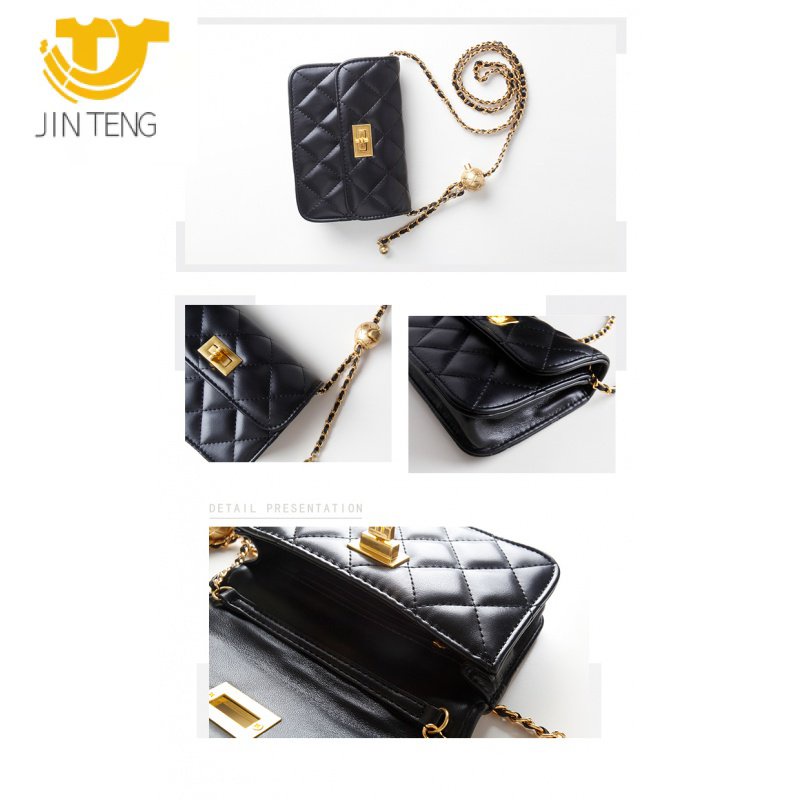 Jin TENG Niche Túi Xách Đeo Chéo Hình Vuông Nhỏ Đính Hạt Kim Cương Có Dây Xích Sắt Cao Cấp Dễ Phối Đồ Đựng Điện Thoại Di