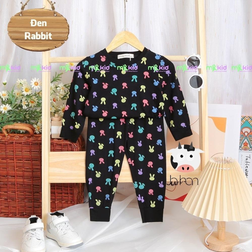 Bộ Thu Đông Cho Bé 💖SIZE ĐẠI 6-26KG 💖 Bộ Thun Lạnh  Dài Tay MK KID Với Họa Tiết thỏ Cho Bé Trai Bé Gái
