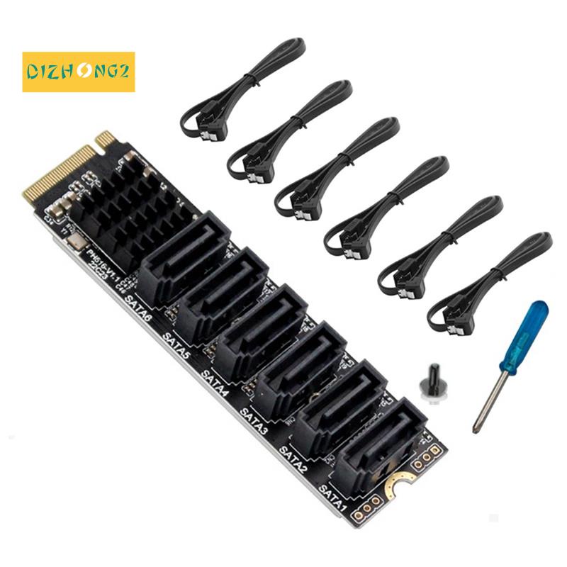 Card Mở Rộng PCIE Sang SATA 6Gbpsx6-Port + Cáp SATA M.2 M.2 NVME Sang SATA3.0 ASM1166