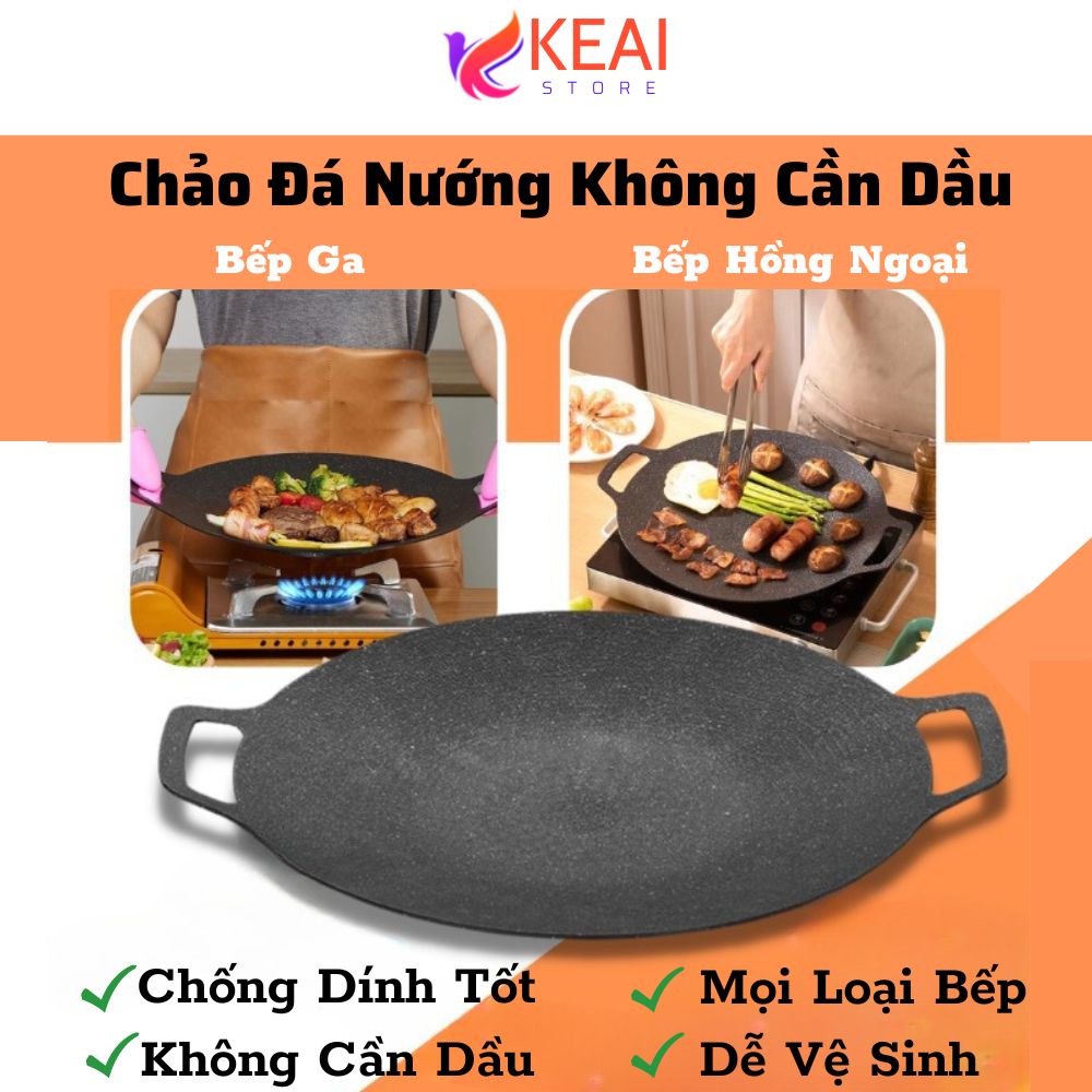 Chảo Đá Nướng Không Cần Dầu Ecoramic Hàn Quốc, Chảo Nấu BBQ Đa Năng, Thích Hợp Với Mọi Loại Bếp