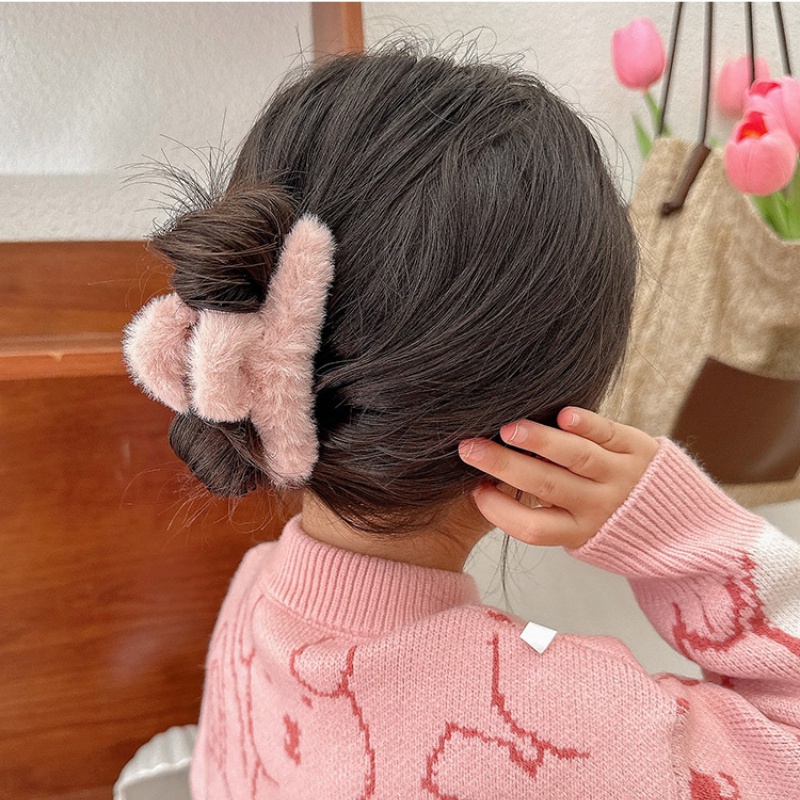 Kẹp tóc càng cua màu sắc kẹo ngọt nhám đáng yêu phong cách Hàn Quốc dành cho bé gái