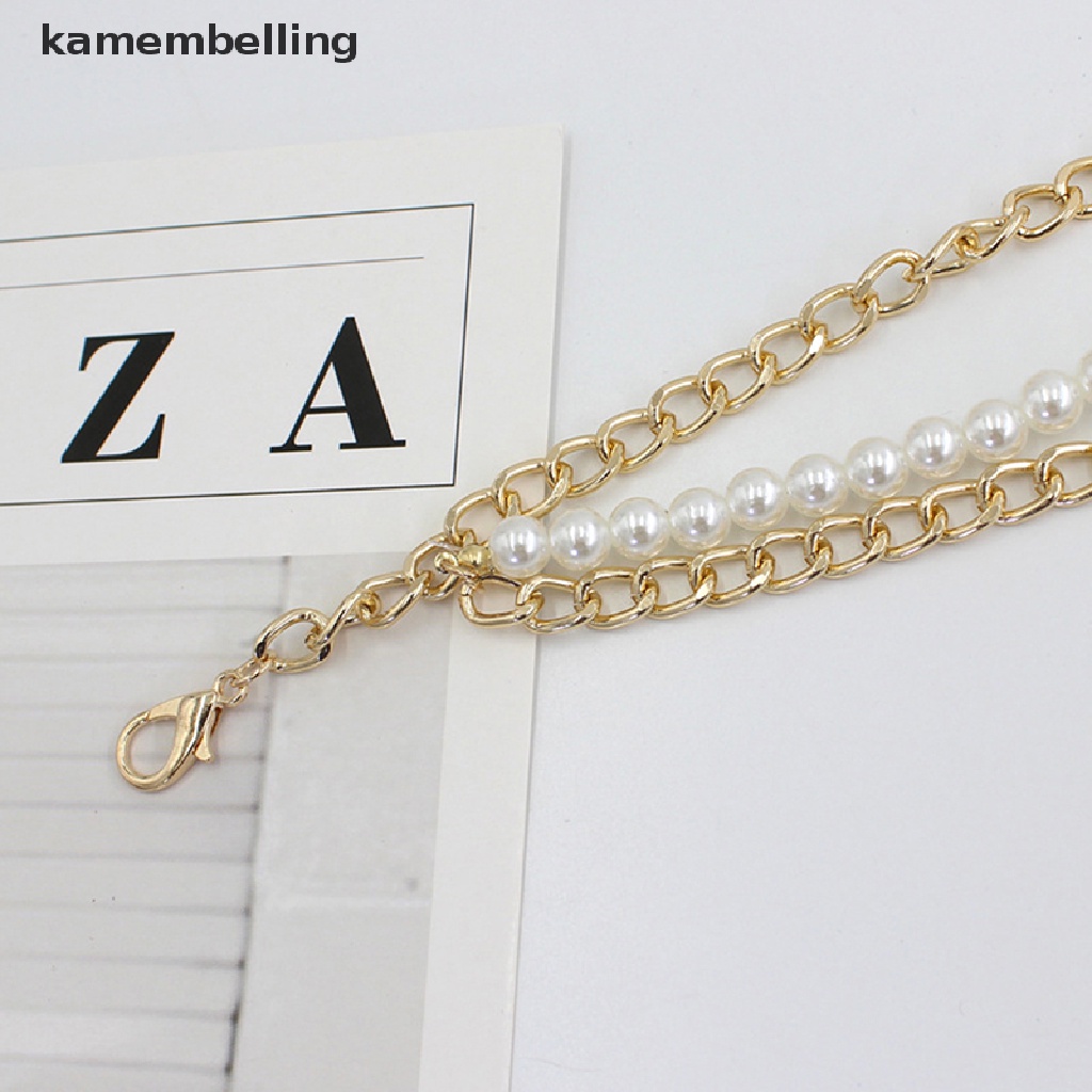 Thắt Lưng Dạng Chuỗi Ngọc Trai Bằng Kim Loại Nhiều Lớp Có Thể Điều Chỉnh Cho Nữ