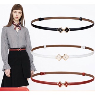 Dây lưng da bóng một mặt khóa hoa 4 cánh