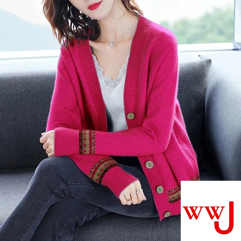Áo Khoác Cardigan Dệt Kim Dáng Rộng In Họa Tiết Dân Tộc Phong Cách Retro Thời Trang Mùa Xuân 2020 Dành Cho Nữ Có Size Lớn
