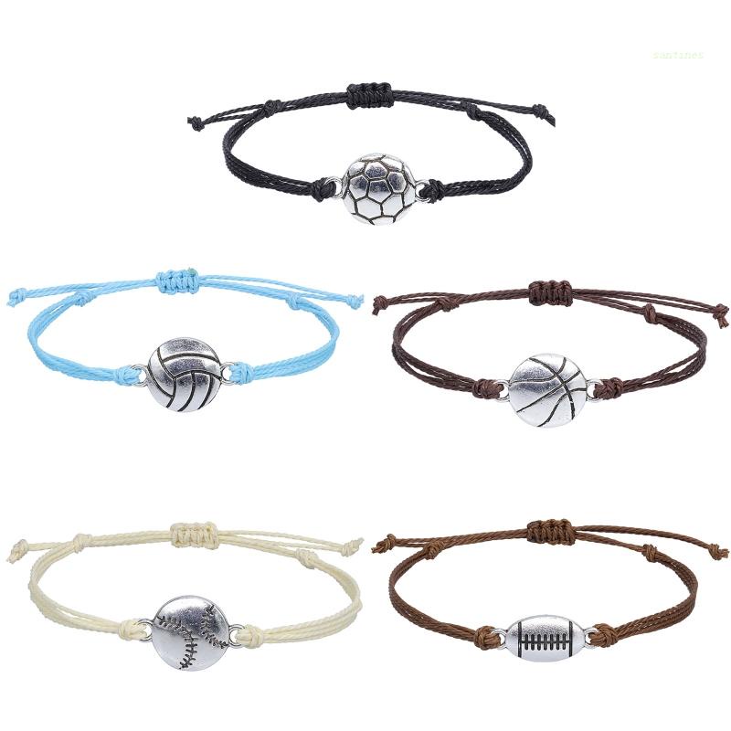 Vòng Đeo Tay Dây Bện Trang Sức Mặt Bóng Chuyền Thời Trang Dành Cho Thanh Thiếu Niên