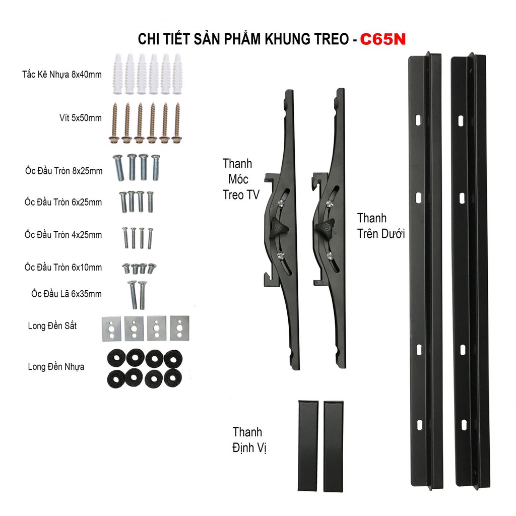 KHUNG TREO TV NGHIÊNG TỪ 39" - 65INCH" C65N