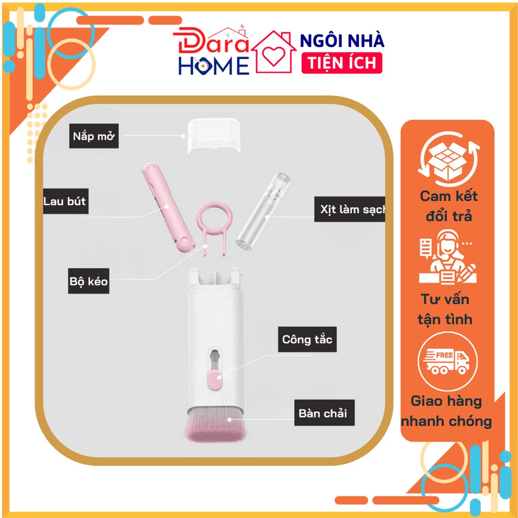 Bộ Dụng Cụ Siêu Tiện Lợi Nhỏ Gọn Dễ Dàng Đem Theo Vệ Sinh Bàn Phím Máy Tính Tai Nghe Đa Năng 7 Trong 1