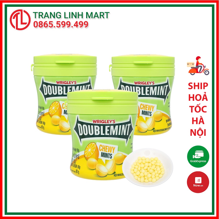 Kẹo nhai Doublemint Chewy Mints hương chanh bạc hà hũ 80g