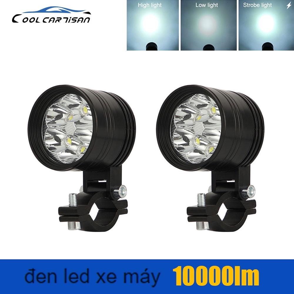 Đèn Pha 6 Bóng Led 6500k 65W 10000LM Siêu Sáng Chuyên Dụng Cho Xe Mô Tô